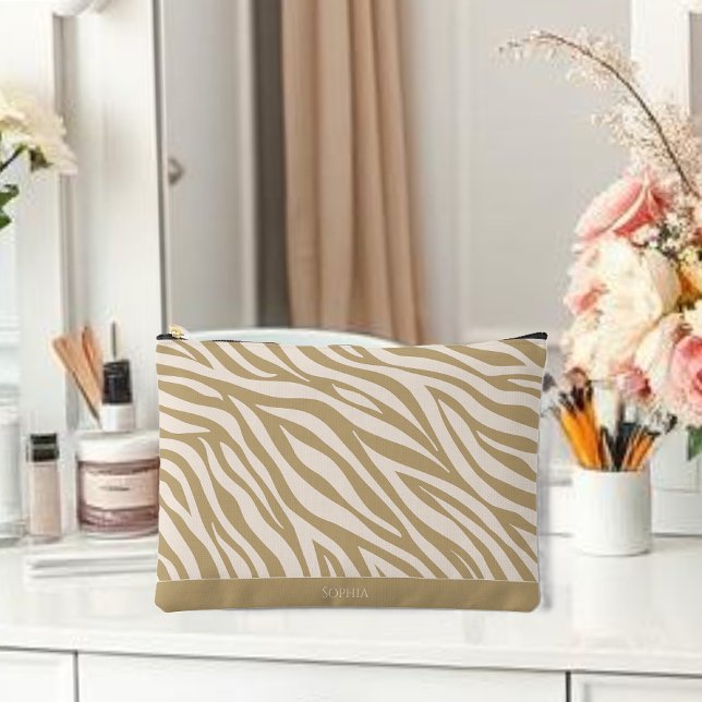 Bolsito Accesorio Grande Impresión cebra-neutra (Zebra Print-Neutral Accessory Pouch )