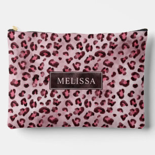 Bolsito Accesorio Grande Impresión de animal de leopardo rosa con nombre y 