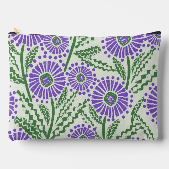 Bolsito Accesorio Grande Impresión de bloques en blanco y verde de lavanda (Anverso)