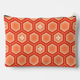 Bolsito Accesorio Grande Impresión Hexagonal Kimono, Naranja mandarín