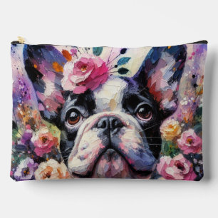 Bolsito Accesorio Grande Impresionante Bulldog francés Rosas florales