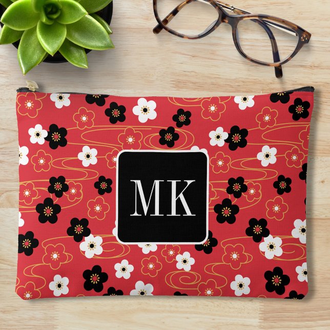 Bolsito Accesorio Grande Iniciales monográficas del sakura rojo japonés (Subido por el creador)