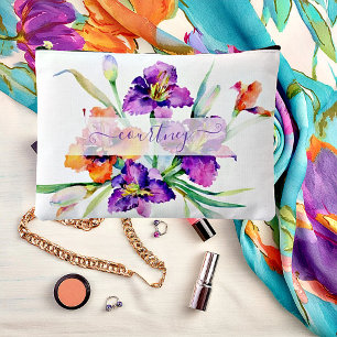 Bolsito Accesorio Grande Iris personalizado con acuarela púrpura