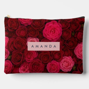 Bolsito Accesorio Grande Jardín de Rosas Personalizado de Rojo Intenso y Ro