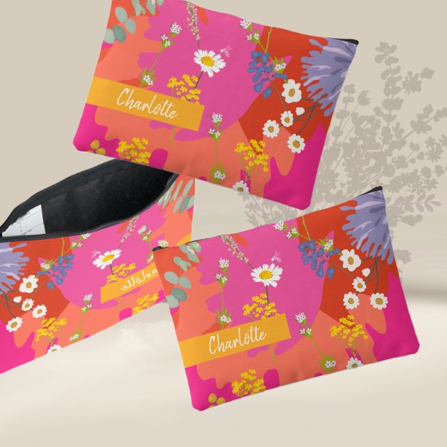 Bolsito Accesorio Grande Jardín floral rosa caliente y Naranja personalizad (Subido por el creador)