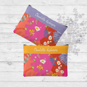 Bolsito Accesorio Grande Jardín floral rosa caliente y Naranja personalizad