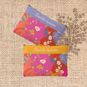 Bolsito Accesorio Grande Jardín floral rosa caliente y Naranja personalizad