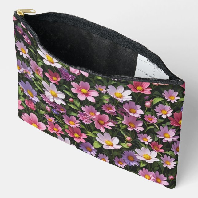 Bolsito Accesorio Grande Jardín florido rosa y blanco (Abierto)