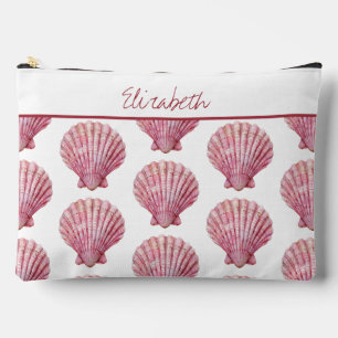 Bolsito Accesorio Grande La concha rosada costera en blanco personalizado