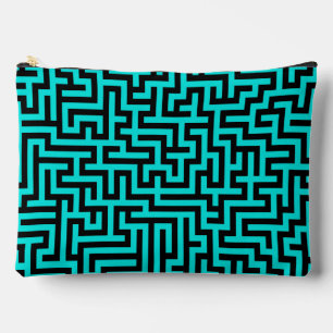 Bolsito Accesorio Grande Laberinto Líneas Negro Turquesa Grande