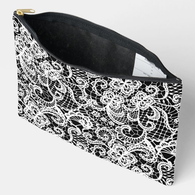 Bolsito Accesorio Grande Lazo blanco sobre negro (Abierto)