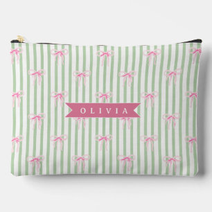 Bolsito Accesorio Grande Lazo Rosa Personalizado Cuadro Verde Coquette Prep