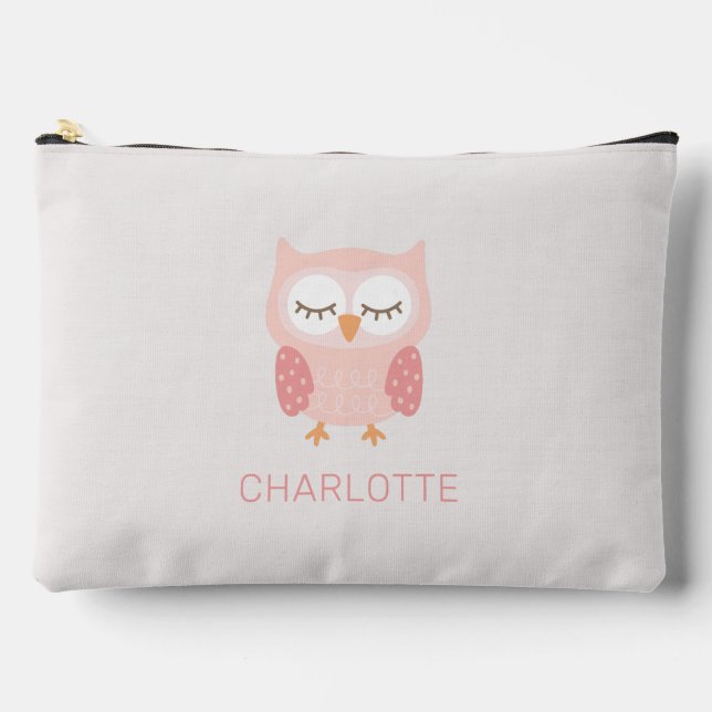 Bolsito Accesorio Grande 'Lechuza rosa', chicas personalizados bonitos y ex (Anverso)