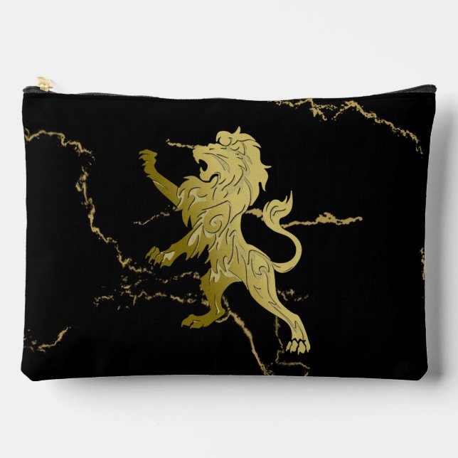 Bolsito Accesorio Grande León Real Dorado Mármol Negro (Anverso)