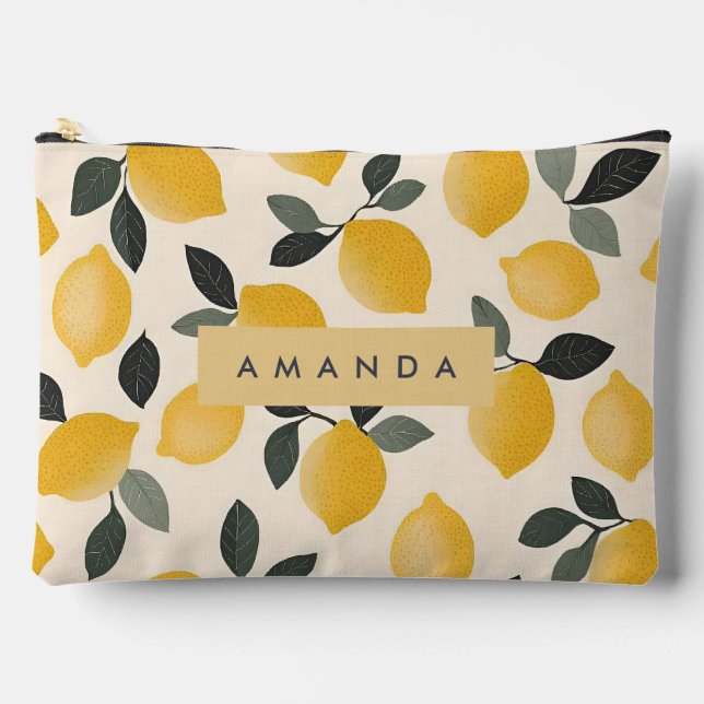 Bolsito Accesorio Grande Leones de época personalizadas con hojas verdes (Anverso)