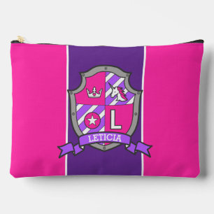 Bolsito Accesorio Grande Leticia nombre significa letra L escudo rosa unico