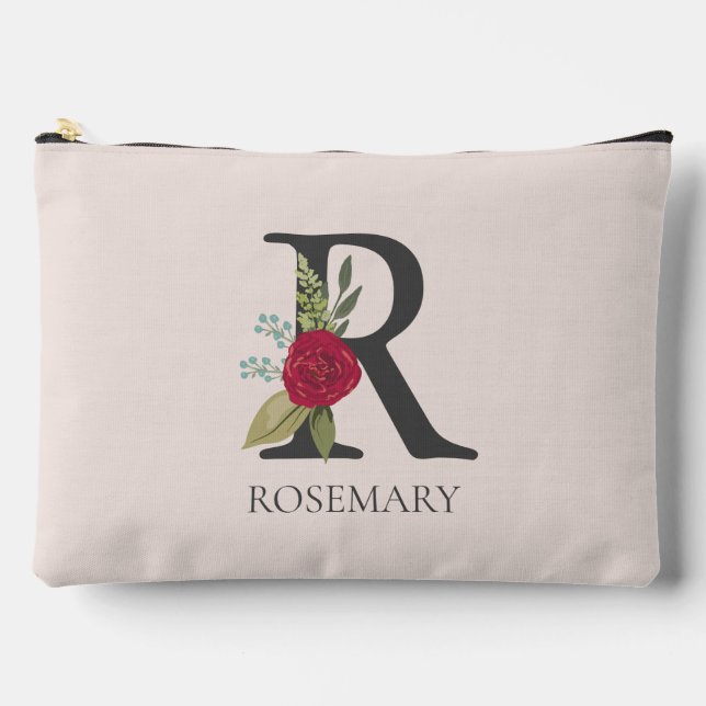 Bolsito Accesorio Grande Letra floral moderna Personalizable monogramada R (Anverso)