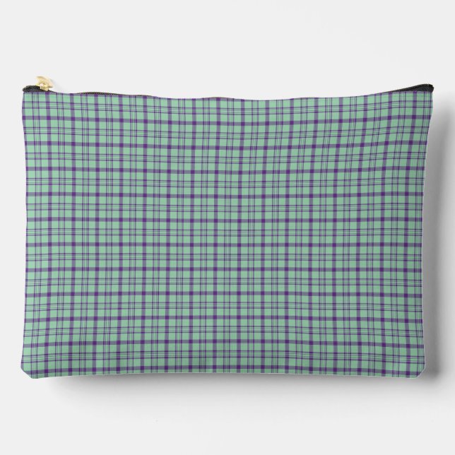 Bolsito Accesorio Grande Lime Green Purple Plaid Classic Pattern (Anverso)