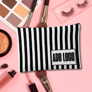 Bolsito Accesorio Grande Logotipo comercial minimalista de franjas blancas 