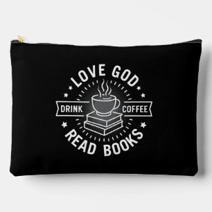 Bolsito Accesorio Grande Love God Drink Coffee Read Books Amantes Vintage