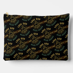 Bolsito Accesorio Grande Love God Drink Coffee Read Books Amantes Vintage