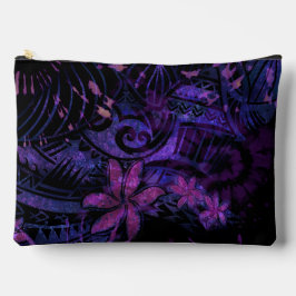 Bolsito Accesorio Grande Luminescent Purple Tribal Plumeria Cosmetic Bag – 