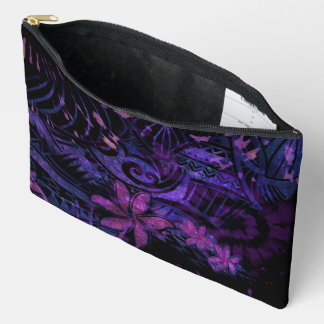 Bolsito Accesorio Grande Luminescent Purple Tribal Plumeria Cosmetic Bag – 