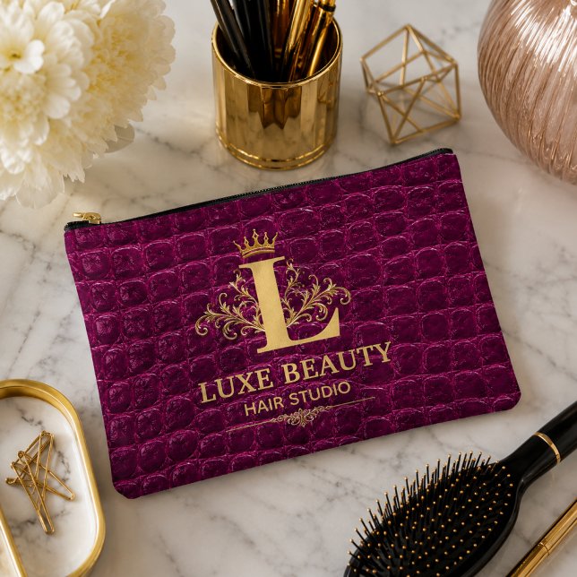Bolsito Accesorio Grande Luxury Crocodile Leather Monogram Gold Initial  (Subido por el creador)