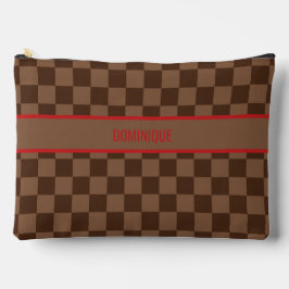 Bolsito Accesorio Grande Luxury Red with Brown Checkered