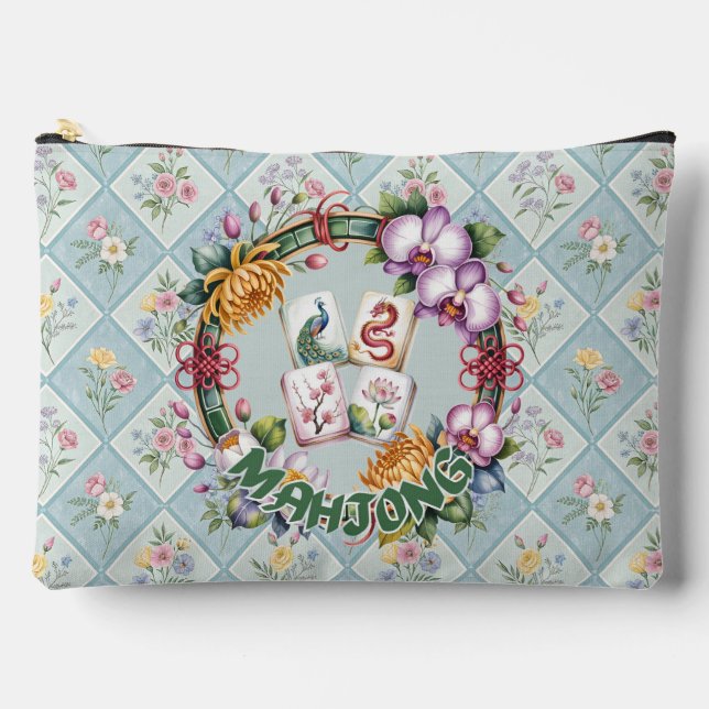 Bolsito Accesorio Grande Mahjong Floral  (Anverso)