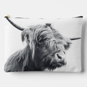 Bolsito Accesorio Grande Majestuosa vaca Highland en blanco y negro