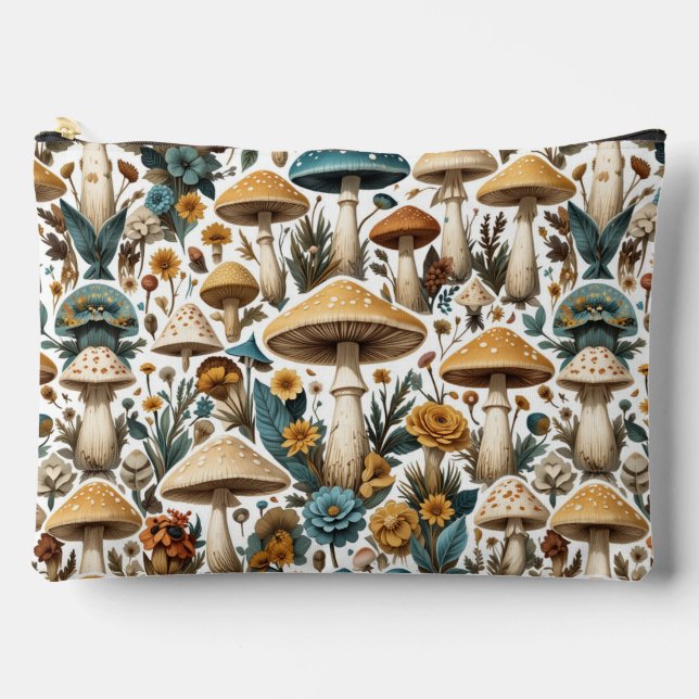 Bolsito Accesorio Grande Make Up Bag Mushroom Makeup Bag Handmade Aesthetic (Anverso)