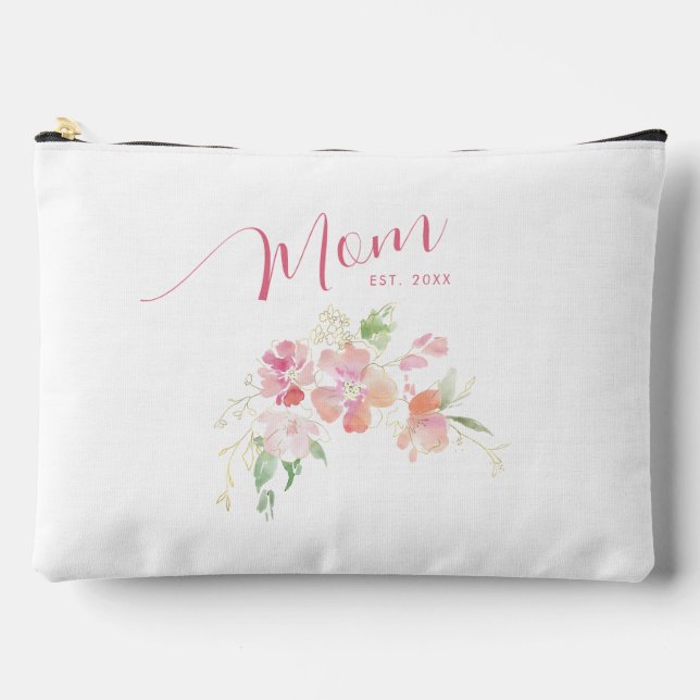 Bolsito Accesorio Grande Mamá estableció la acuarela floral rosa Rubor (Anverso)