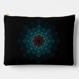 Bolsito Accesorio Grande Mandalá de Flor de Aqua y Rojo