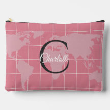 Mapa Mundial Monograma Personalizado de Color Rosa