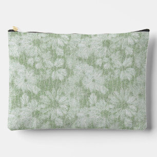 Bolsito Accesorio Grande Margarita Floral aterciopelada verde lima