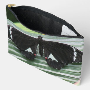 Bolsito Accesorio Grande Mariposa tropical negra y blanca