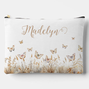 Bolsito Accesorio Grande Mariposas de Boho de Script Personalizado