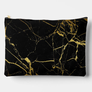 Bolsito Accesorio Grande Mármol negro y dorado agudo