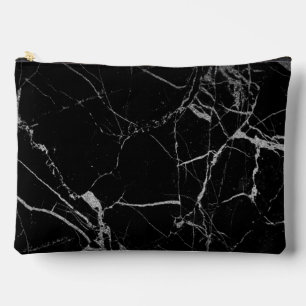 Bolsito Accesorio Grande Mármol venoso negro y plateado