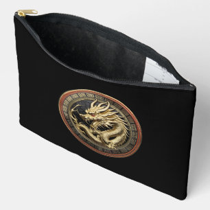 Bolsito Accesorio Grande Medallón de Dragón Oriental Sagrado de Oro
