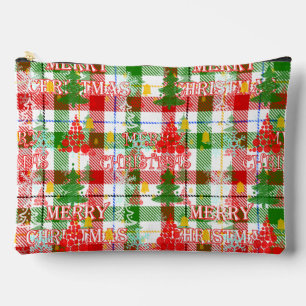 Bolsito Accesorio Grande Merry Christmas Decorated Plaid Tartán