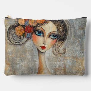 Bolsito Accesorio Grande Mirada tranquila de una elegante dama de ojos azul