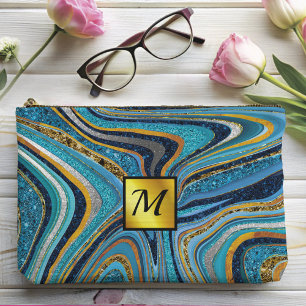 Bolsito Accesorio Grande Moda Esparkle Purpurina mármol arte monograma oro