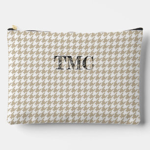Bolsito Accesorio Grande Moda Preppy Houndstoth Beige White INITIALS