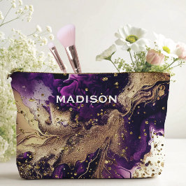 Bolsito Accesorio Grande Moda purpurina de imitación de oro morado monogram