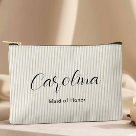 Bolsito Accesorio Grande Moderna Beige Petite Pinstripes Bridesmaid