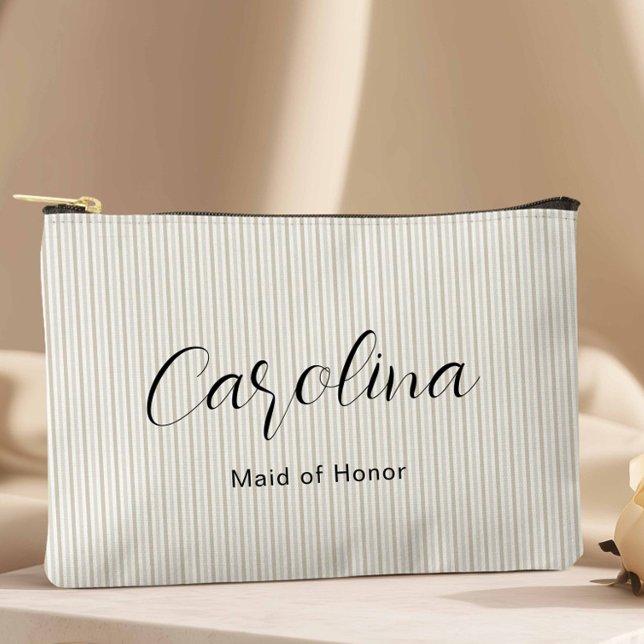 Bolsito Accesorio Grande Moderna Beige Petite Pinstripes Bridesmaid (Subido por el creador)