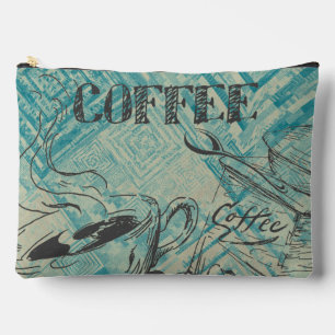 Bolsito Accesorio Grande Moderno Café Lovers Cafe Art Sketch Blue