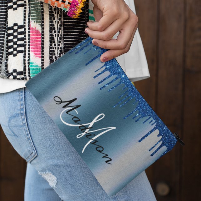 Bolsito Accesorio Grande Monograma Azul marino Brillo Aspecto Goteo Femenin (Subido por el creador)